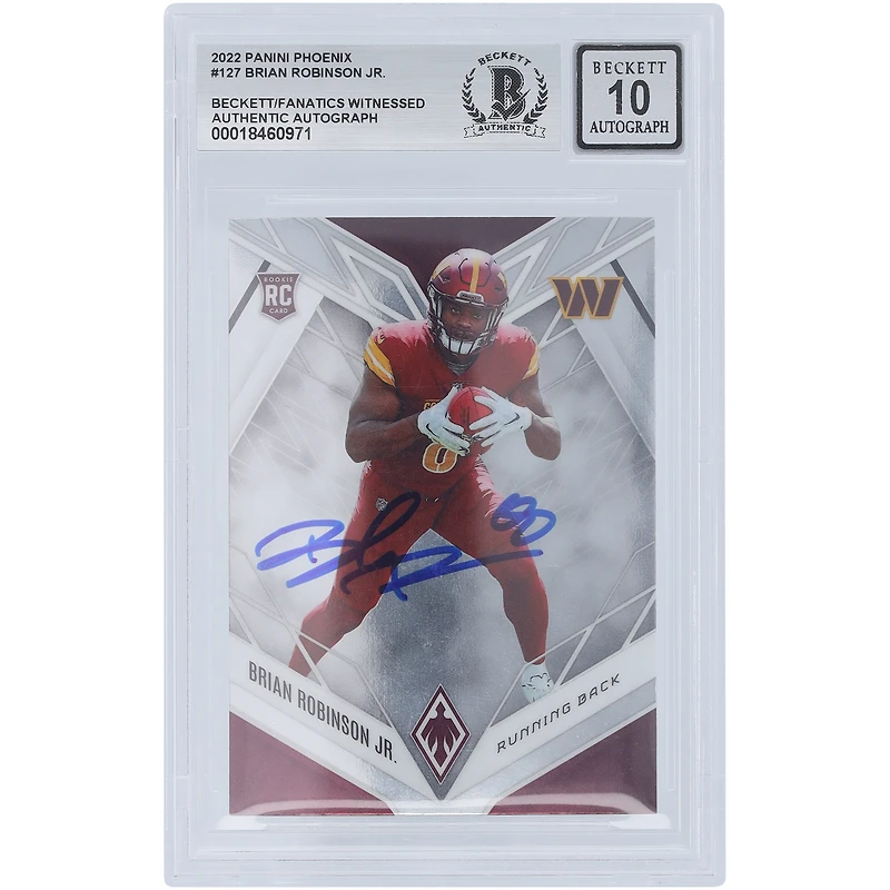 Brian Robinson Jr. Washington Commanders Autographed 2022 Panini Phoenix #127 Beckett Fanatics Witnessed Authenticated 10 Rookie Card