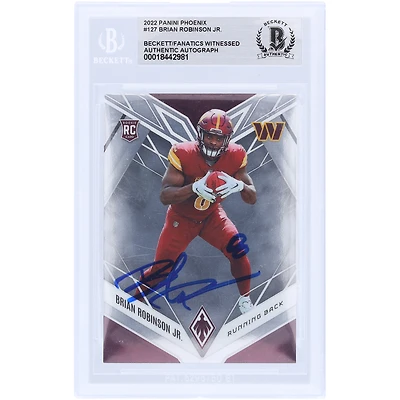 Brian Robinson Jr. Washington Commanders Carte de recrue authentifiée autographiée Panini Phoenix n° 127 2022 Beckett Fanatics