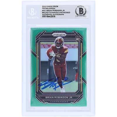 Brian Robinson Jr. Washington Commanders Carte de recrue authentifiée 2022 Panini Prizm Green #321 autographiée par les fanatiques de Beckett
