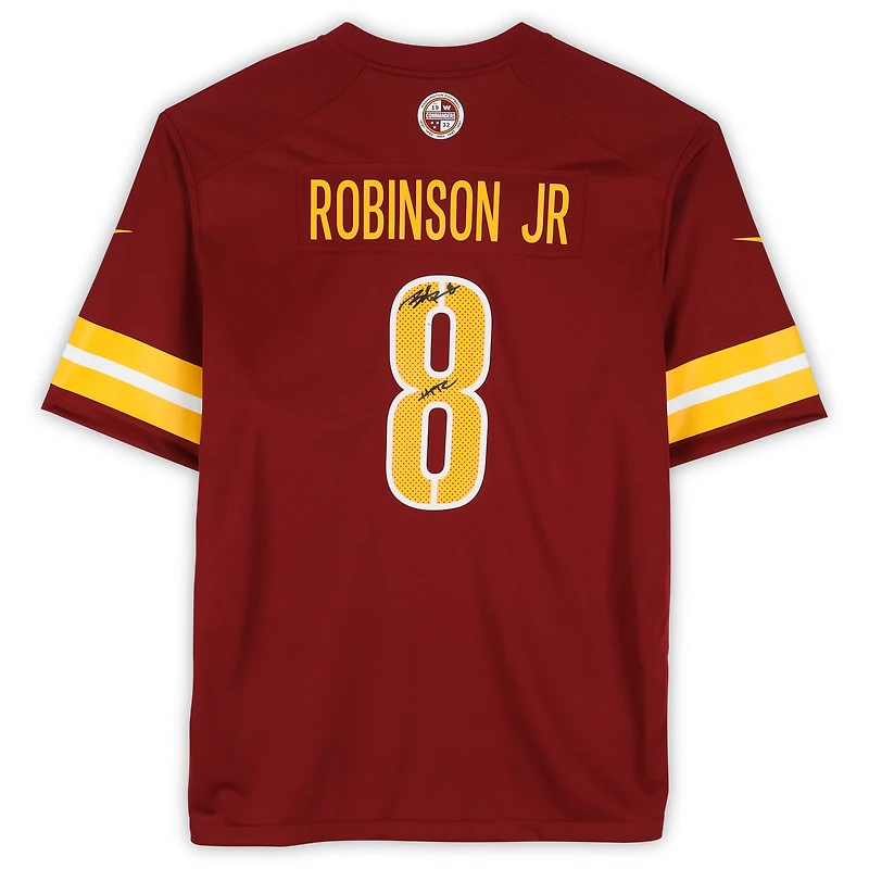 Brian Robinson Jr. Washington Commanders Autographed Burgundy Nike Game Jersey with "HTTC" Inscription