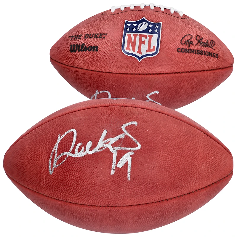 Ballon de football professionnel Wilson Duke en couleur autographié par Deebo Samuel Washington Commanders
