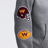 Fanatics Athletic Heather Gray Washington Commanders IconicFleece Letterman Hoodie
