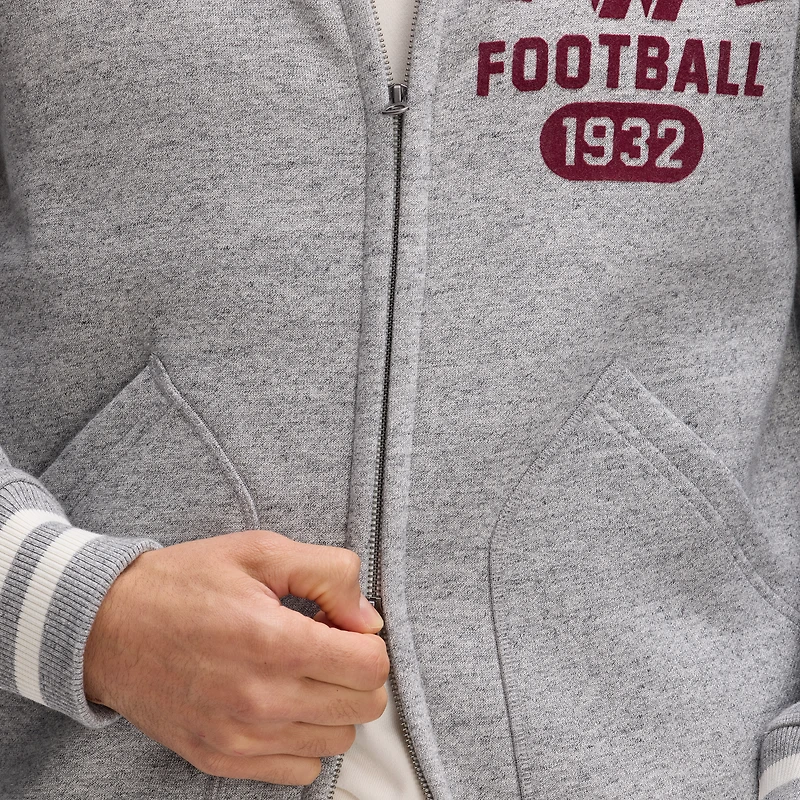 Fanatics Heather Gray Washington Commanders IconicFleece Full-Zip Jacket