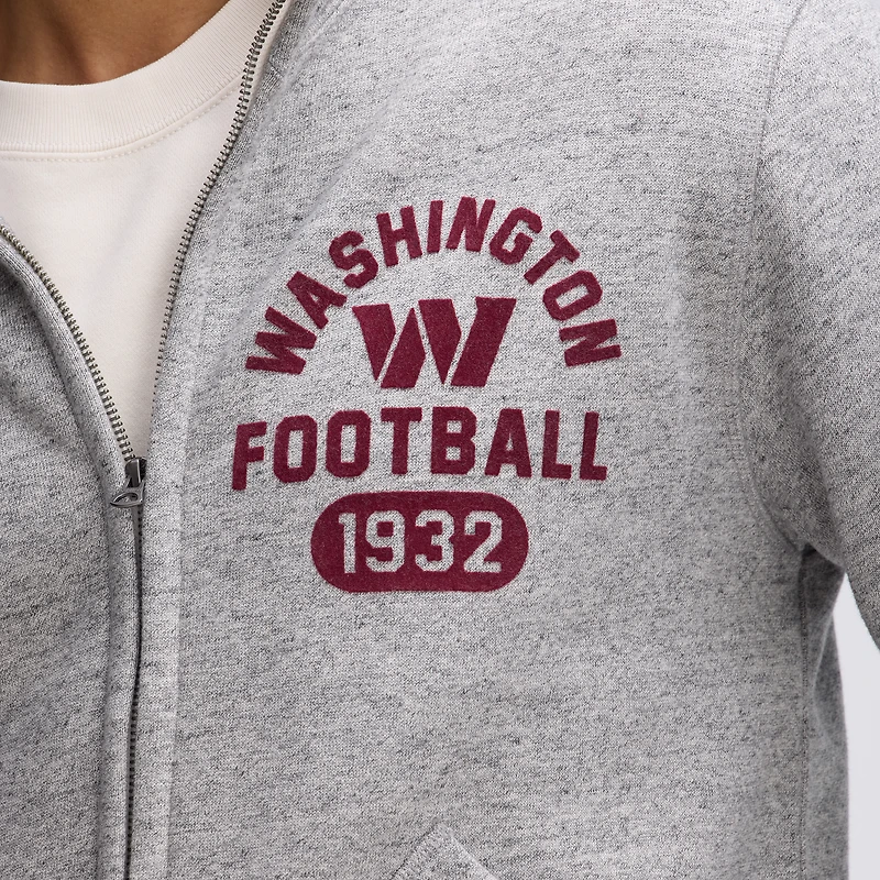 Fanatics Heather Gray Washington Commanders IconicFleece Full-Zip Jacket