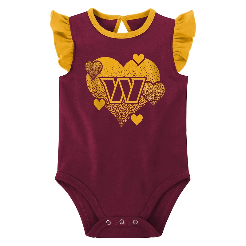 Lot de 2 bodys pour nouveau-nés et nourrissons bordeaux/dorés Washington Commanders Spread the Love