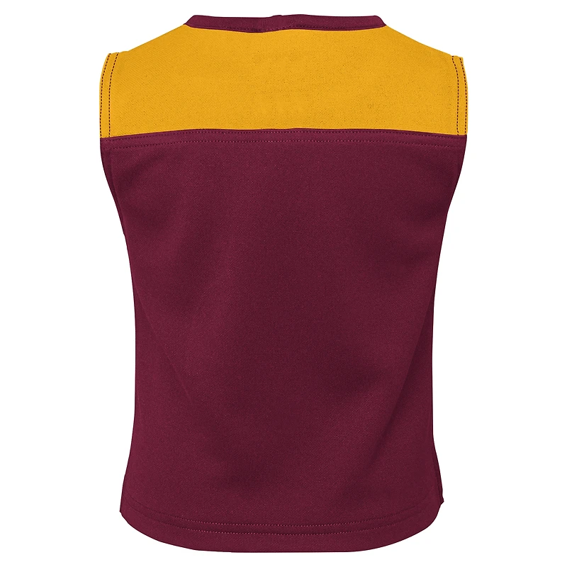 Ensemble deux pièces bordeaux pour petites filles, style pom-pom girl, Washington Commanders, avec bloomer