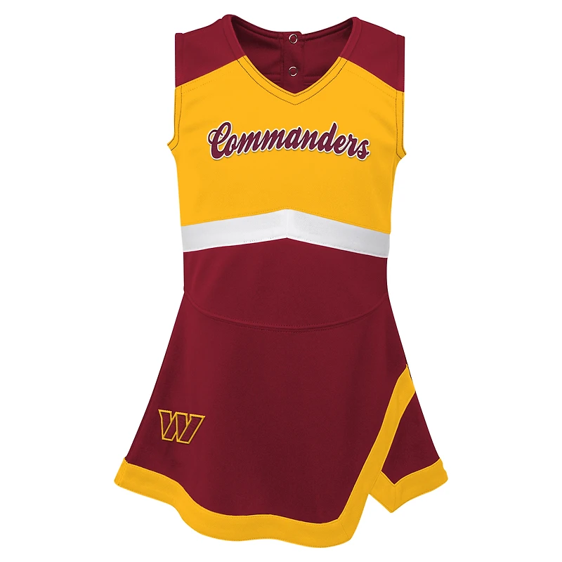 Robe de capitaine des Washington Commanders bordeaux pour petites filles avec bloomers