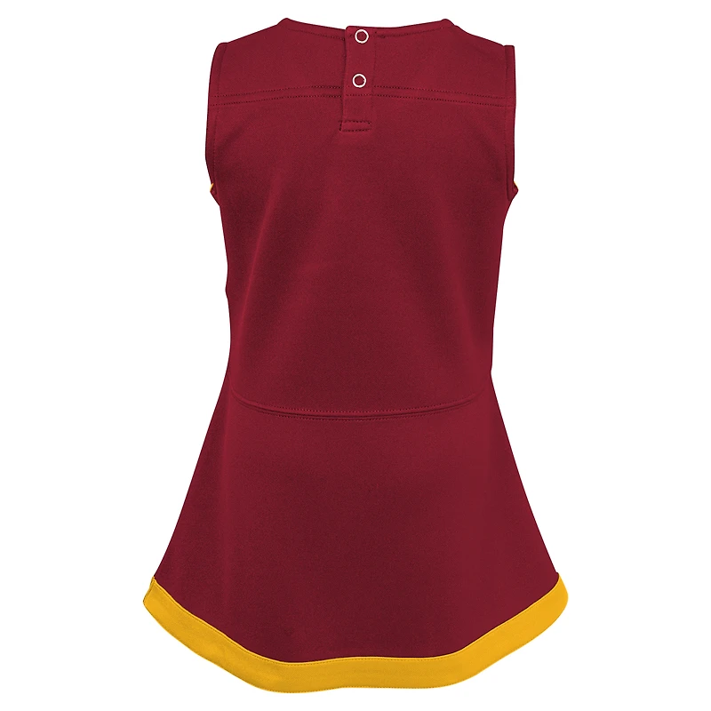 Robe de capitaine des Washington Commanders bordeaux pour petites filles avec bloomers