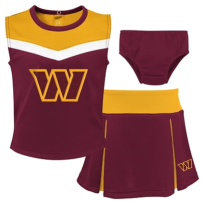 Girls Toddler Burgundy Washington Commanders Three-Piece Spirit Cheer Cheerleader Set