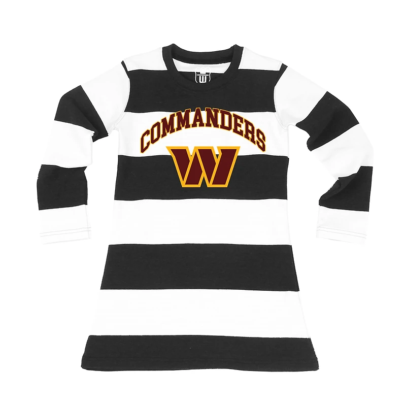 Girls Toddler Wes & Willy Black/White Washington Commanders Long Sleeve Rugby Tri-Blend Dress