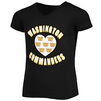 T-shirt à col en V New Era Washington Commanders noir pour fille jeune