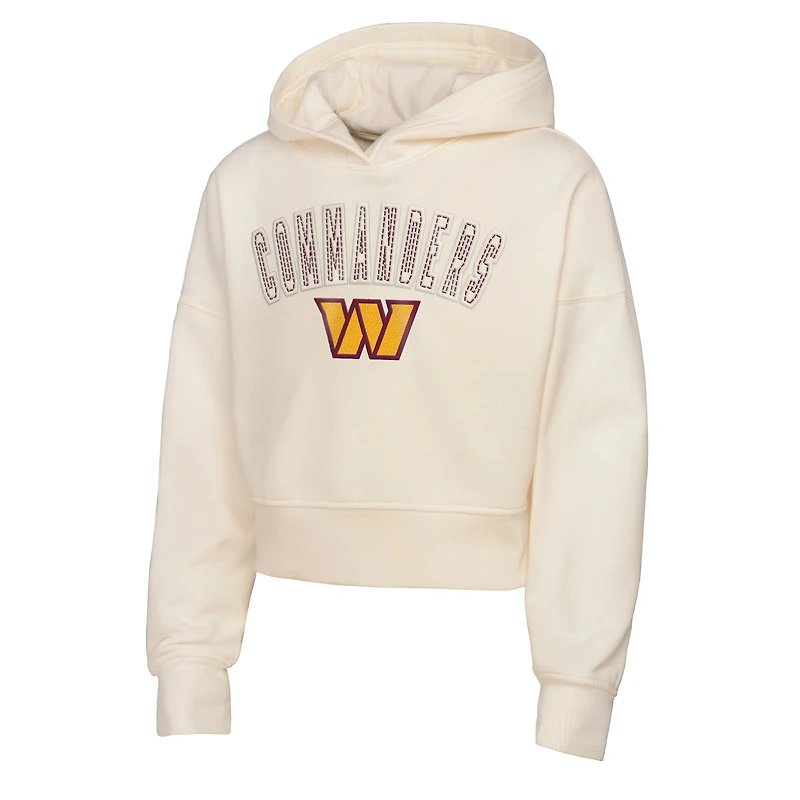 Sweat à capuche court surdimensionné Blitz pour filles Outerstuff crème Washington Commanders