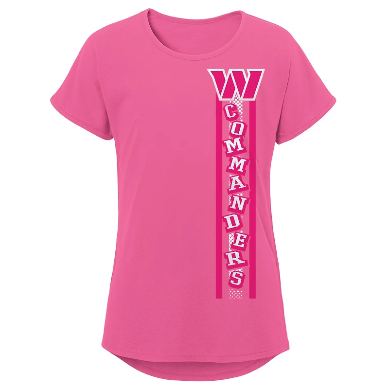 T-shirt rose pour jeunes filles avec logo des commandants de Washington Fair Catch Dolman
