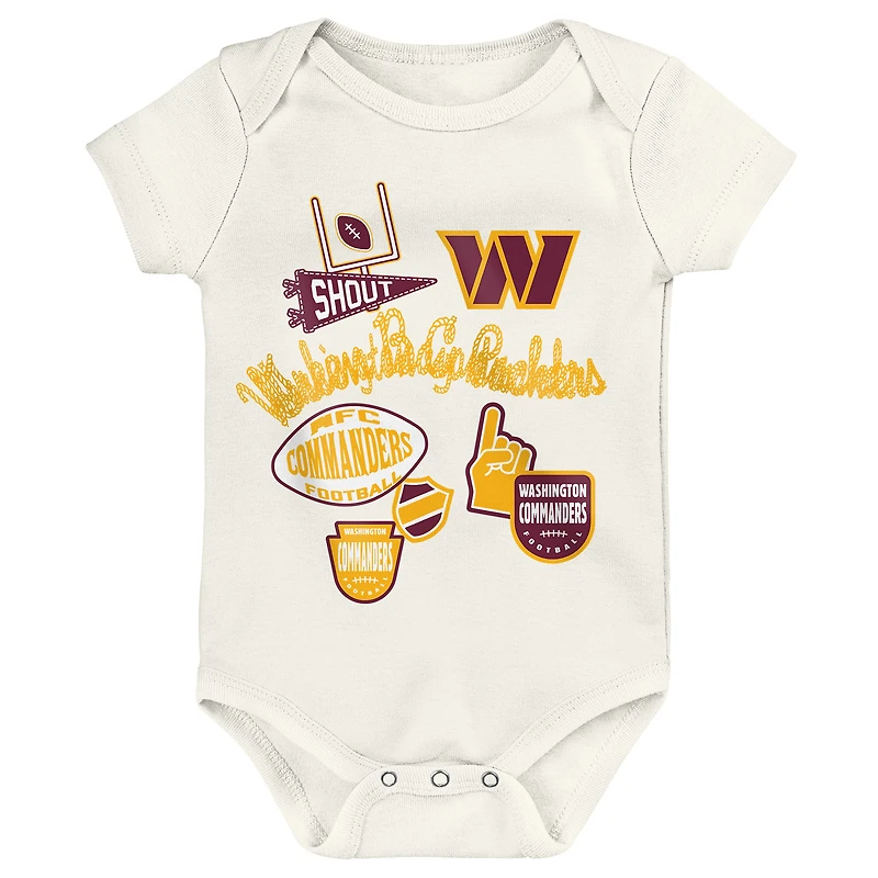 Ensemble de body trois pièces Outerstuff Washington Commanders Littlest Player pour bébé et nouveau-né
