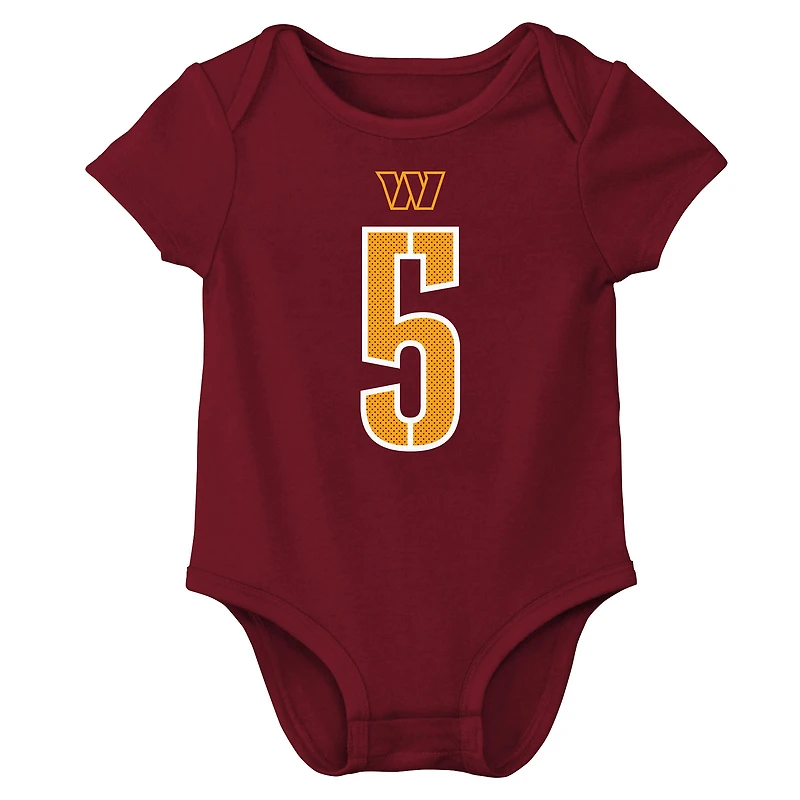 Body Nike pour bébé Jayden Daniels bordeaux avec nom et numéro de joueur des Washington Commanders