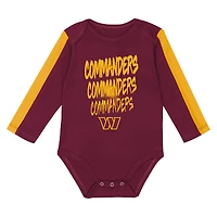 Ensemble 3 pièces pour bébé Outerstuff bordeaux/doré Washington Commanders Double Down, body et pantalon