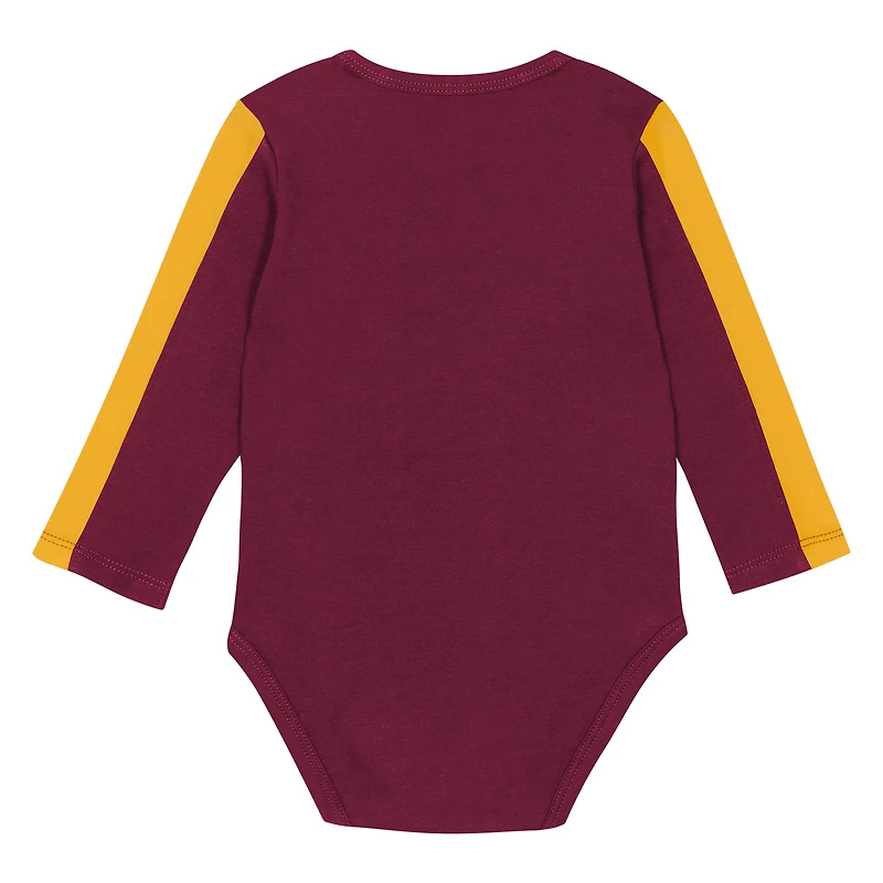 Ensemble 3 pièces pour bébé Outerstuff bordeaux/doré Washington Commanders Double Down, body et pantalon