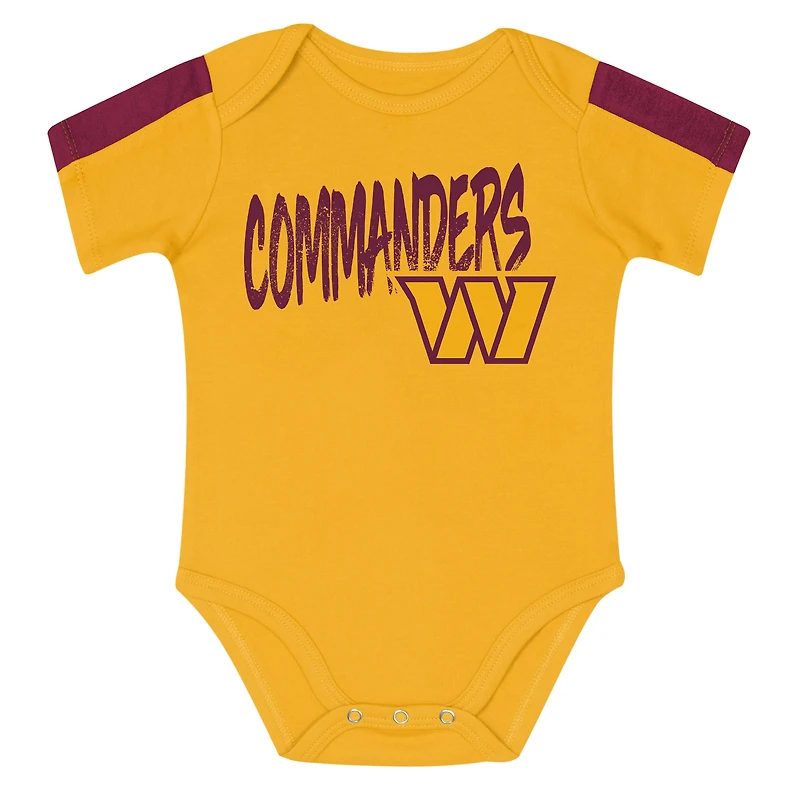 Ensemble 3 pièces pour bébé Outerstuff bordeaux/doré Washington Commanders Double Down, body et pantalon