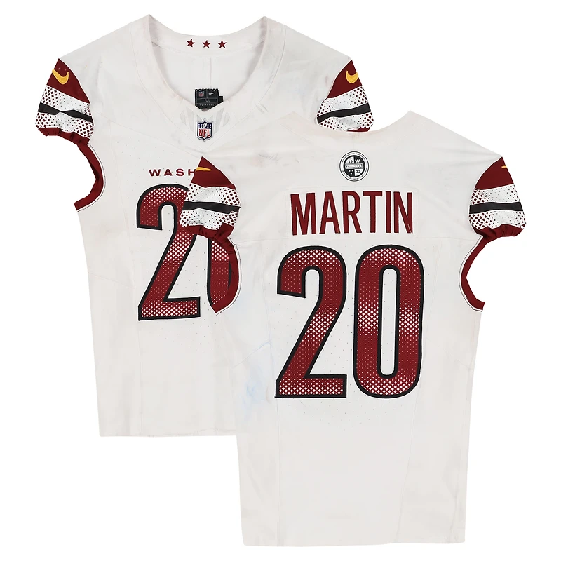 Jartavius Quan Martin Washington Commanders Game-Used #20 White Nike Jersey vs. Los Angeles Chargers on October 5, 2025