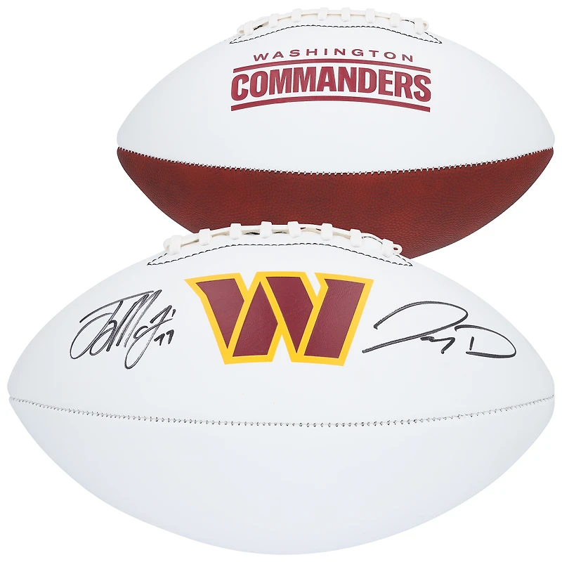 Ballon de football américain Franklin White Panel autographié par Jayden Daniels et Terry McLaurin, des Washington Commanders.