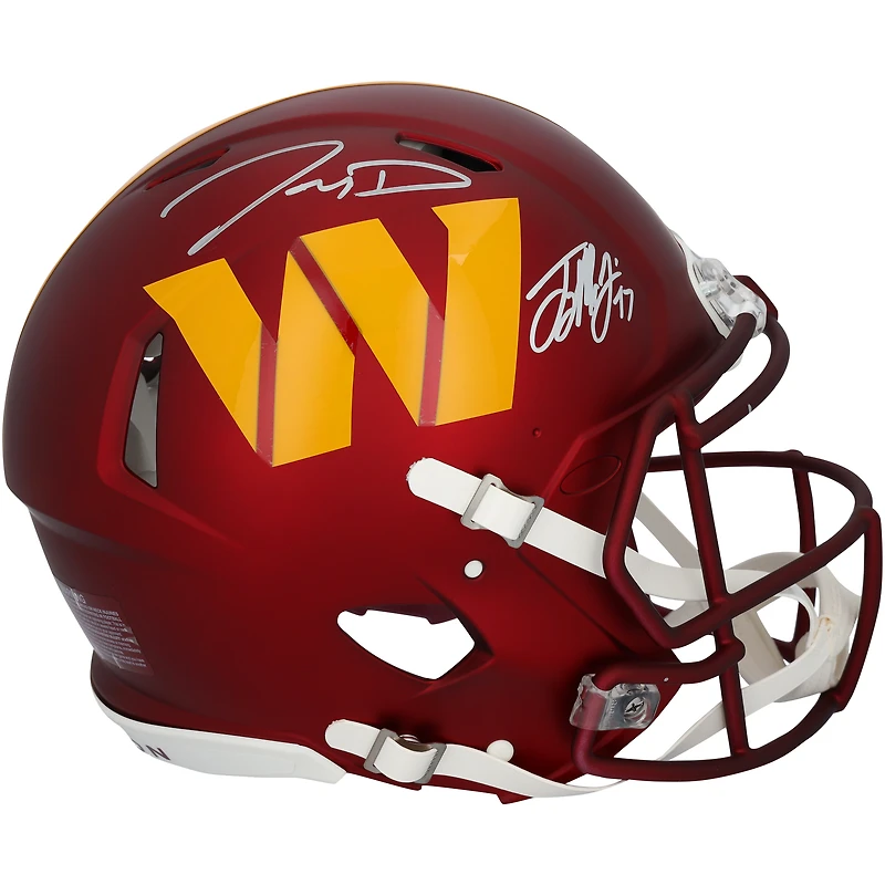 Casque Riddell Speed ​​authentique autographié par Jayden Daniels et Terry McLaurin des Washington Commanders
