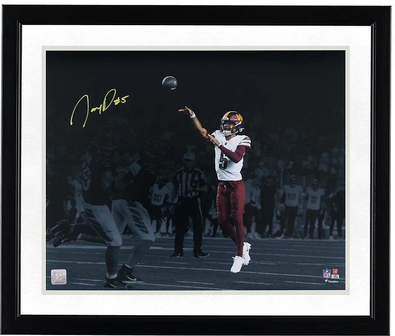 Jayden Daniels Washington Commanders Autographed 16" x 20" Throwing Spotlight Photograph