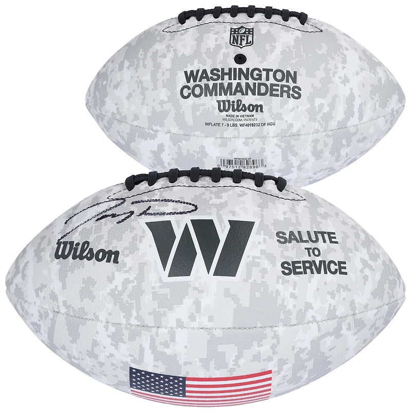 Ballon de football Wilson autographié par Jayden Daniels des Washington Commanders en 2024