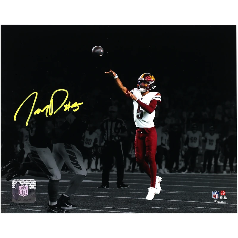 Jayden Daniels Washington Commanders Autographed 8" x 10" Throwing Spotlight Photograph