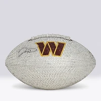 Ballon de football américain Franklin White Panel autographié par Jayden Daniels (Washington Commanders) - Illustration par Rock On Sports