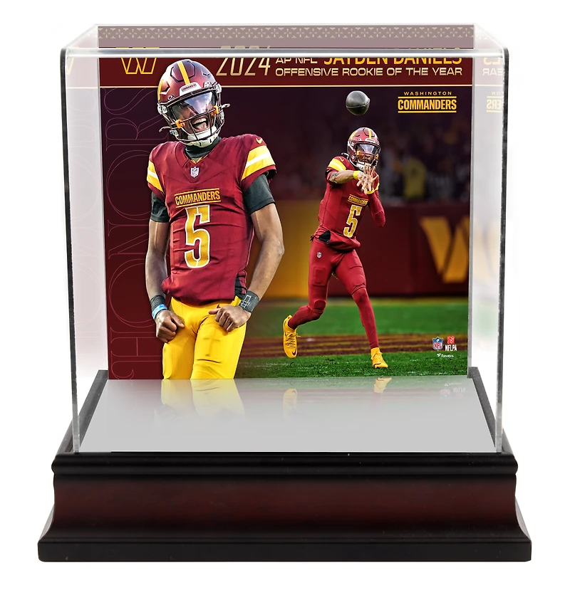 Jayden Daniels Washington Commanders Autographed Riddell 2024 NFL Offensive Rookie of the Year Speed Authentic Helmet with Deluxe Helmet Case
