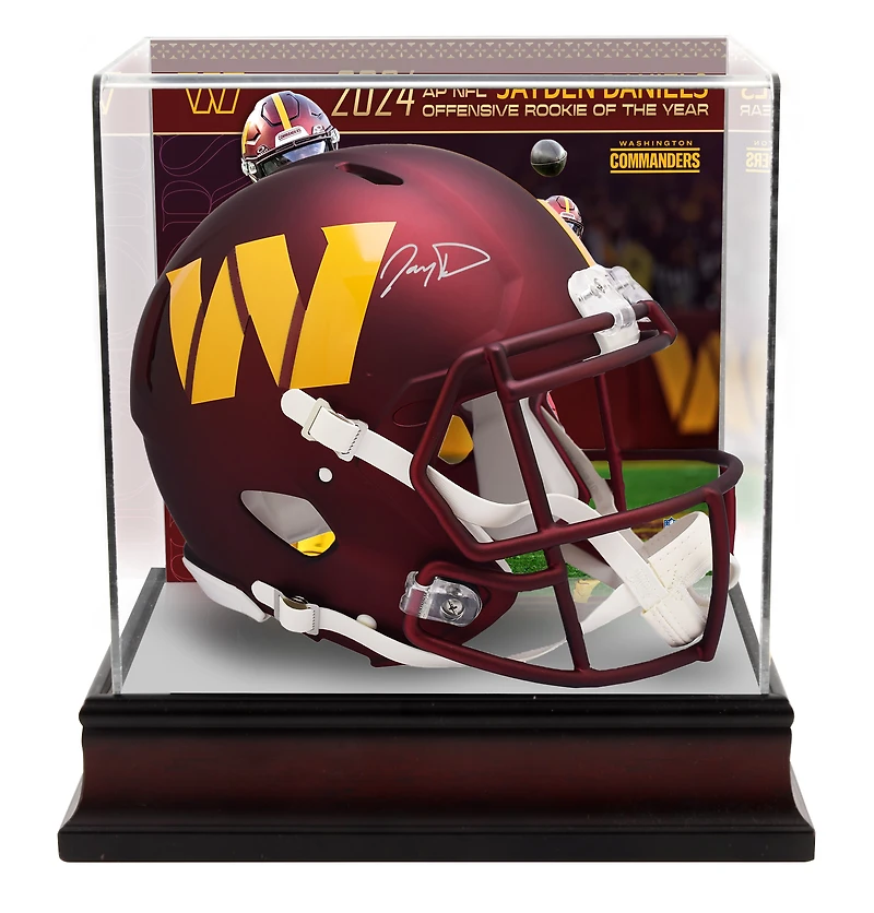Jayden Daniels Washington Commanders Autographed Riddell 2024 NFL Offensive Rookie of the Year Speed Authentic Helmet with Deluxe Helmet Case