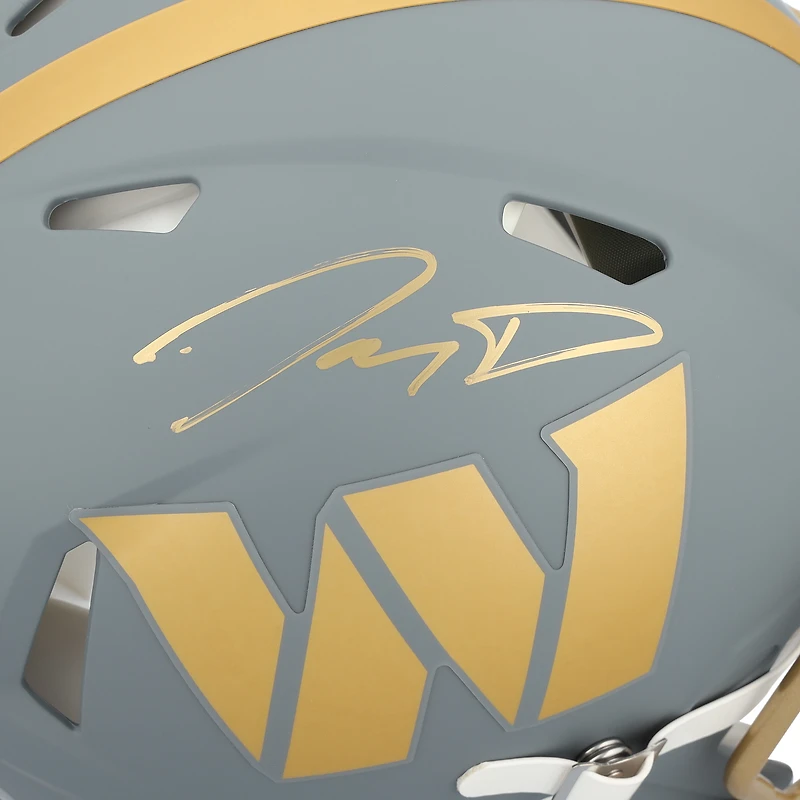 Casque authentique Riddell 2024 Slate Speed ​​autographié par Jayden Daniels Washington Commanders