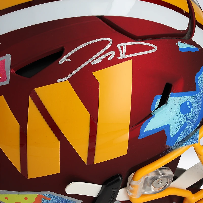 Jayden Daniels Washington Commanders Autographed Riddell 2025 Alternate Speed Flex Authentic Helmet - Art by JPO - Limited Edition #1/1 - WN55916279