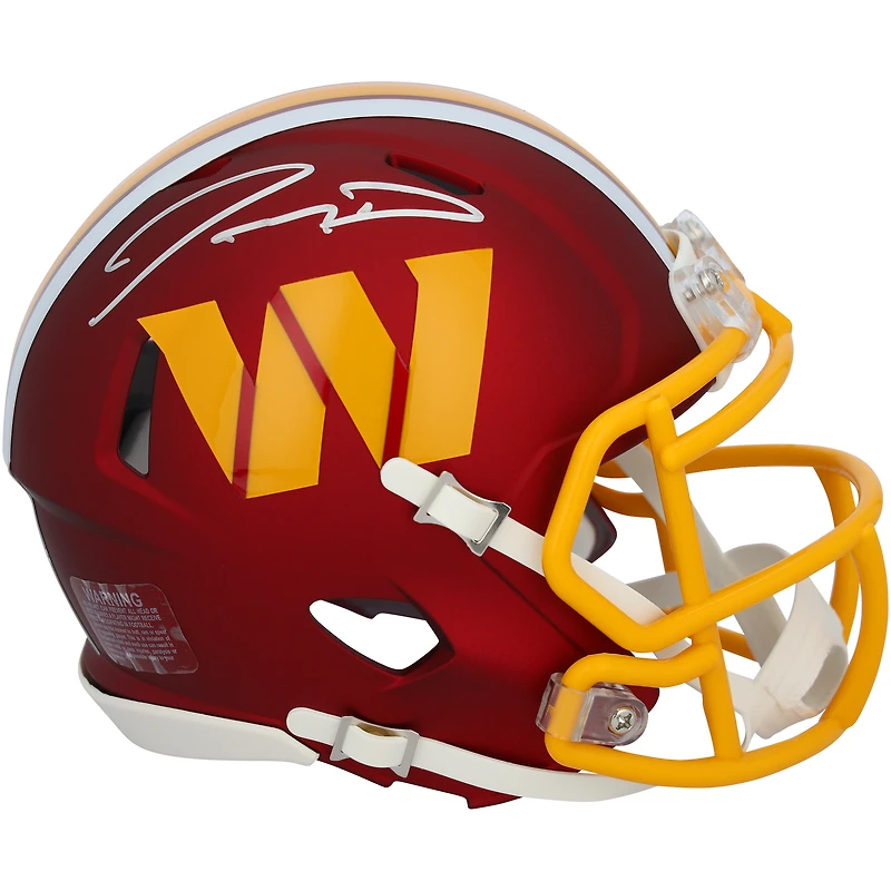 Casque Riddell 2025 Alternate Speed Mini autographié par Jayden Daniels Washington Commanders