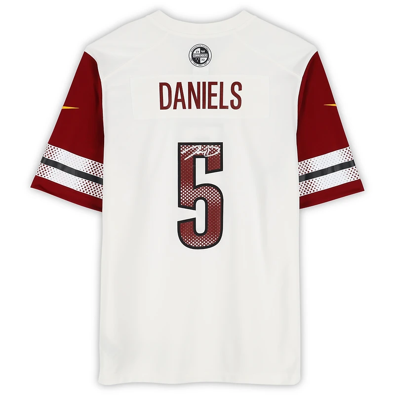 Maillot Nike blanc dédicacé par Jayden Daniels des Washington Commanders