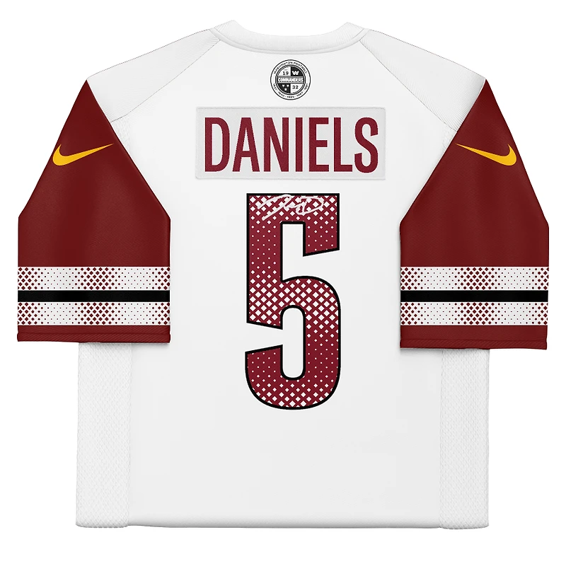 Maillot Nike blanc dédicacé par Jayden Daniels des Washington Commanders