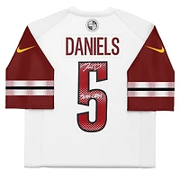 Maillot Nike Vapor F.U.S.E. blanc dédicacé par Jayden Daniels des Washington Commanders, avec l'inscription « 2024 OROY ».