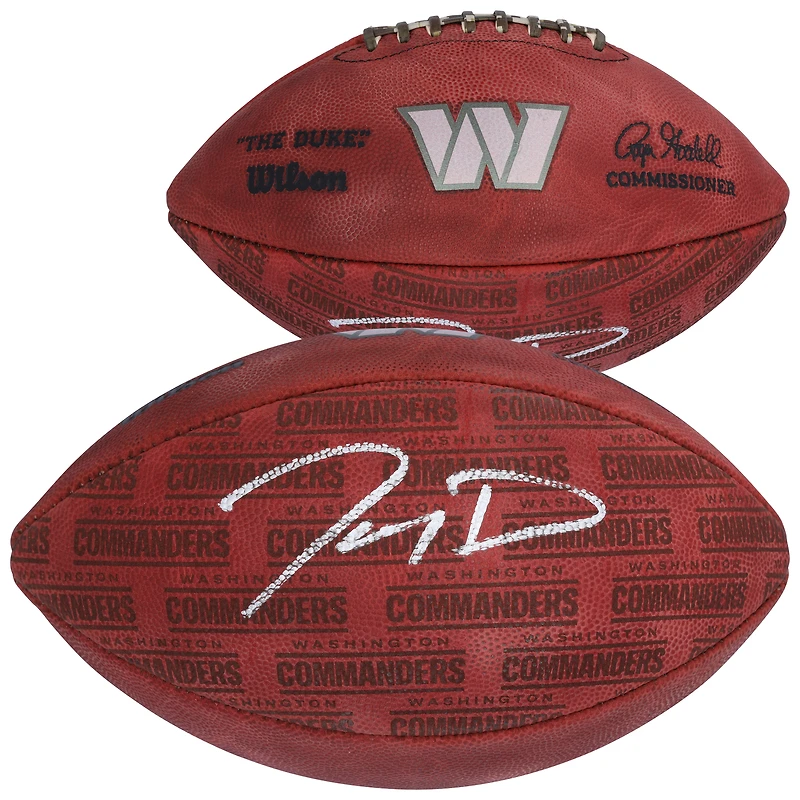 Ballon de football Wilson Duke autographié par Jayden Daniels des Washington Commanders