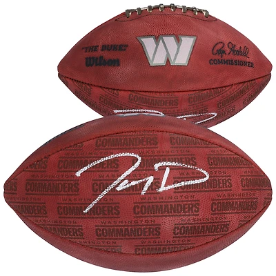 Ballon de football Wilson Duke autographié par Jayden Daniels des Washington Commanders