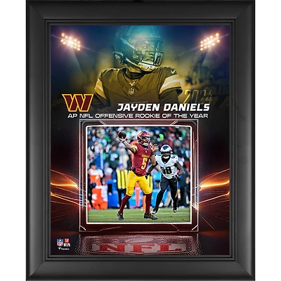 Jayden Daniels Washington Commanders Framed 13" x 16" 2024 NFL Offensive Rookie of the Year Collage