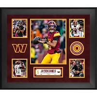Jayden Daniels Washington Commanders Framed 20" x 24" 5-Photo Collage with a Piece of Game-Used Football - Limited Edition of 500