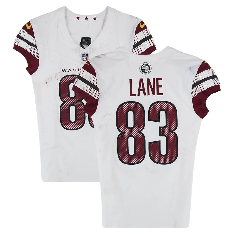 Maillot blanc Nike n° 83 porté par Jaylin Lane (Washington Commanders) lors du match contre les New York Giants le 14 décembre 2025