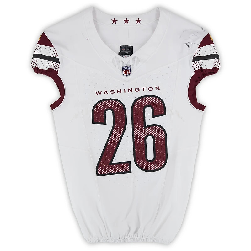 Jeremy McNichols Washington Commanders Game-Used #26 White Nike Jersey vs. Minnesota Vikings on December 7, 2025