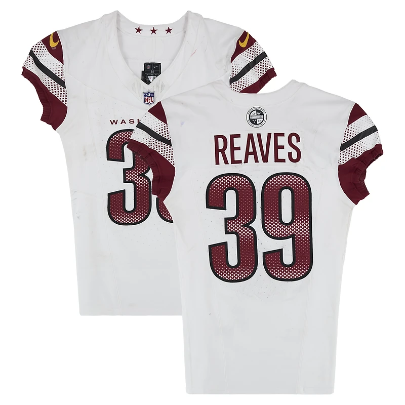 Jeremy Reaves Washington Commanders Game-Used #39 White Nike Jersey vs. Minnesota Vikings on December 7, 2025