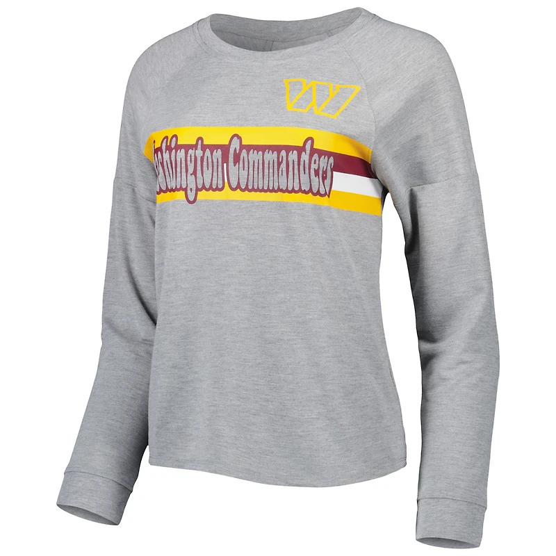 T-shirt à manches longues raglan gris chiné Washington Commanders pour junior