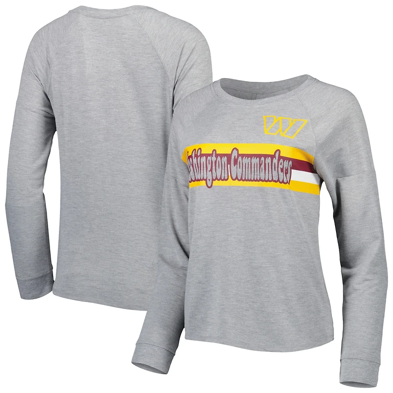T-shirt à manches longues raglan gris chiné Washington Commanders pour junior