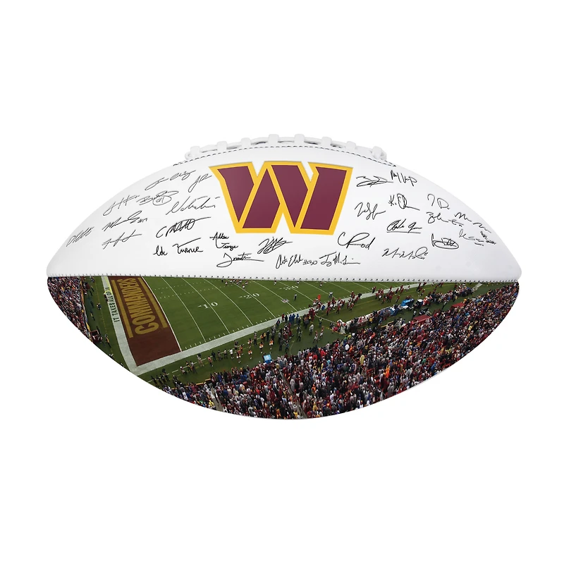 Ballon de football autographié et signé par les Washington Commanders 2025 (Logo Brands)