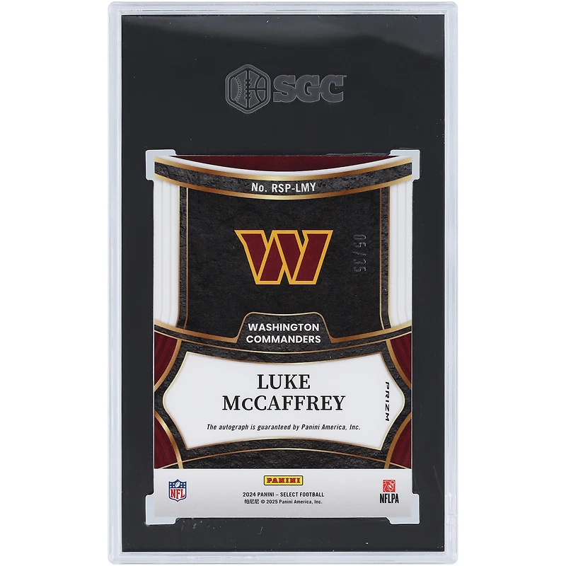 Luke McCaffrey Washington Commanders Autographié 2024 Panini Select Blanc Prizm Rookie Signatures #RSP-LMY #5/35 SGC Authentifié 10/10 Carte Rookie