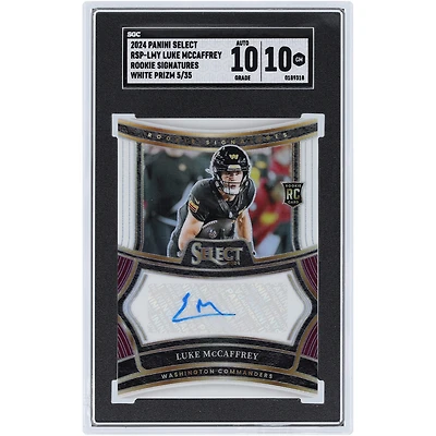 Luke McCaffrey Washington Commanders Autographié 2024 Panini Select Blanc Prizm Rookie Signatures #RSP-LMY #5/35 SGC Authentifié 10/10 Carte Rookie