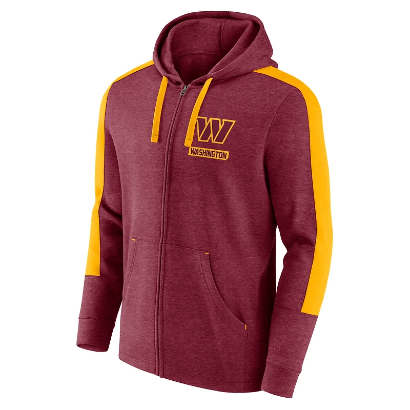 Men's Fanatics  Heather Burgundy Washington Commanders Gains Full-Zip Hoodie